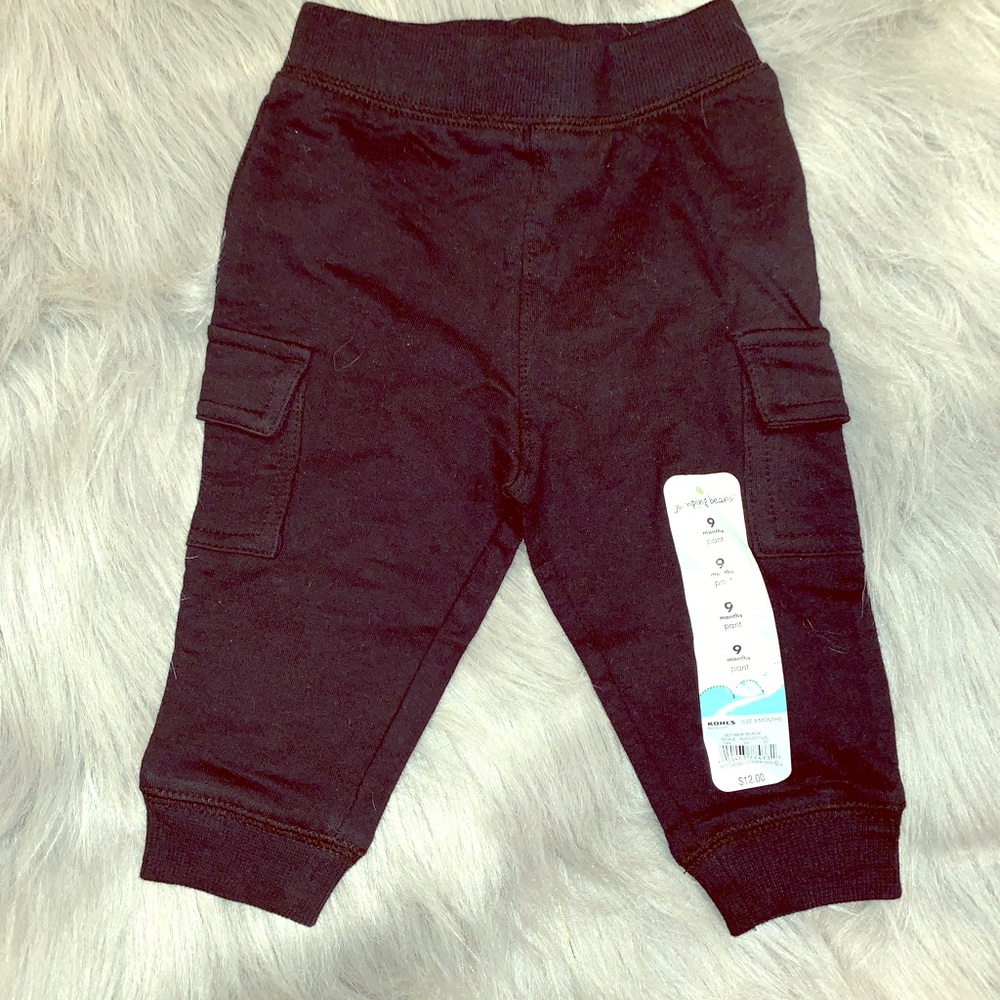 Black Knit Pull On Cargo Pants